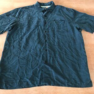 Quicksilver Hawaiian Shirt Men XL Blue Button Up Pocket Short Sleeve Collared